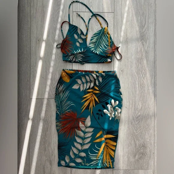 Fashion Nova Skirts Tropical Print Two Piece Set Poshmark